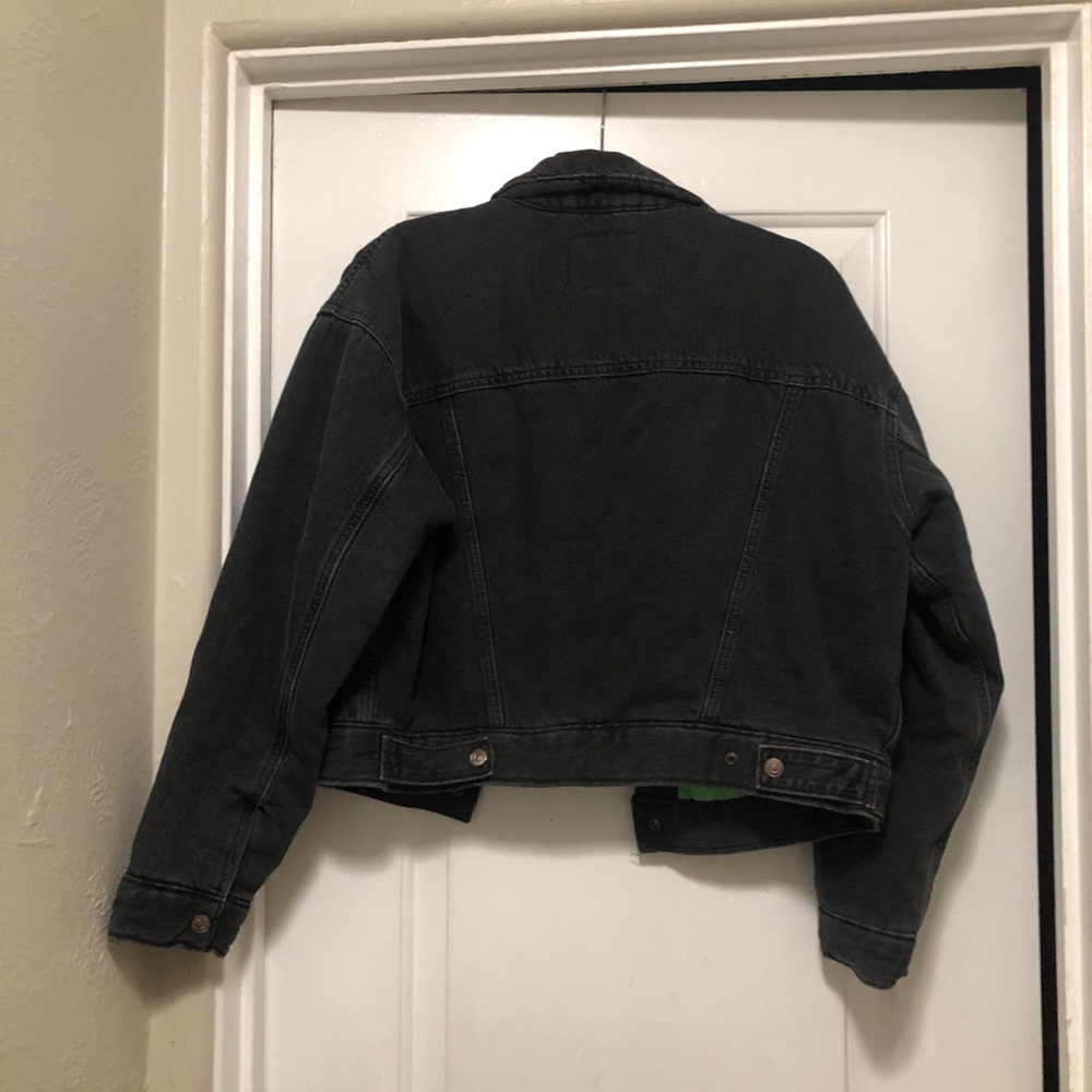Levi's Black Jean Jacket with Green Lining Size Small - Picture 9 of 9